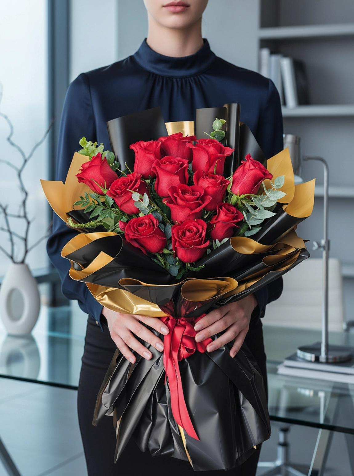 12 Tane Kırmızı Gül Buketi