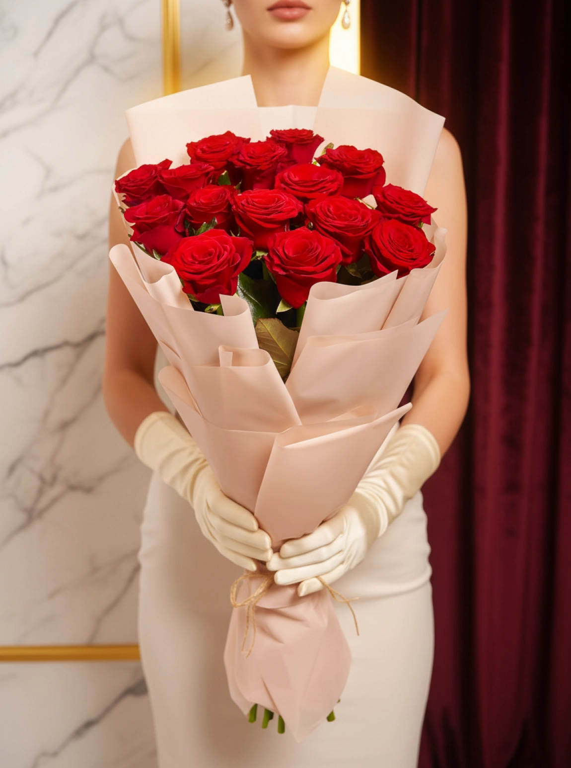 15 Adet Gül Buketi Pembe Kağıtta