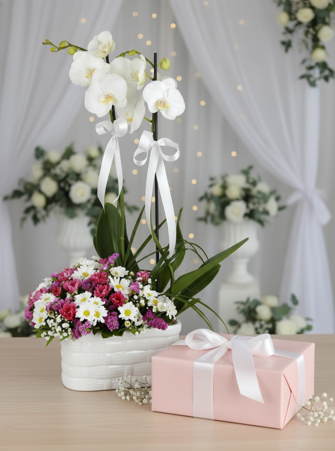 Çift Dal Orkideli Bahar Aranjmanı