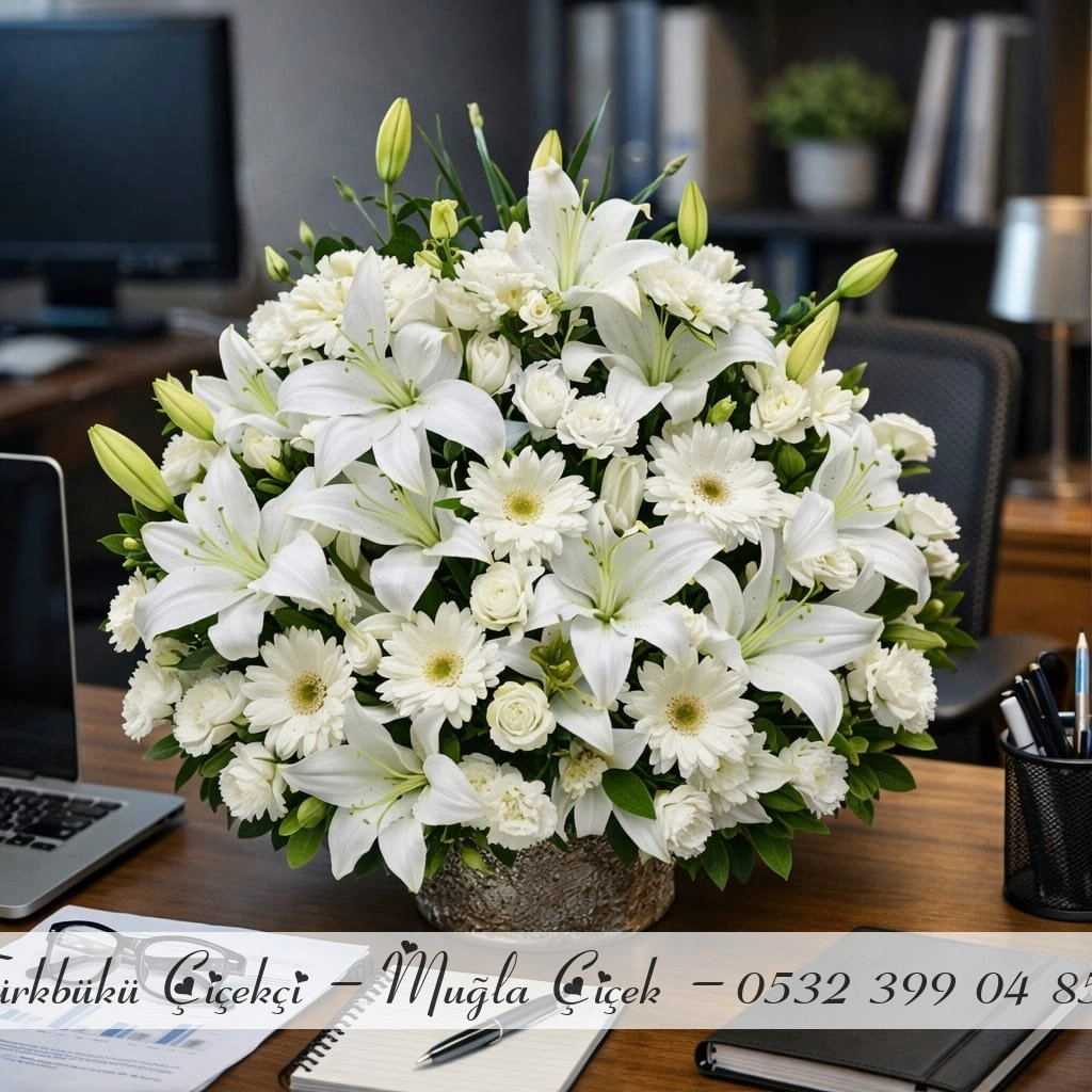 Kazablanka Beyaz Gül Gerbera Aranjman 