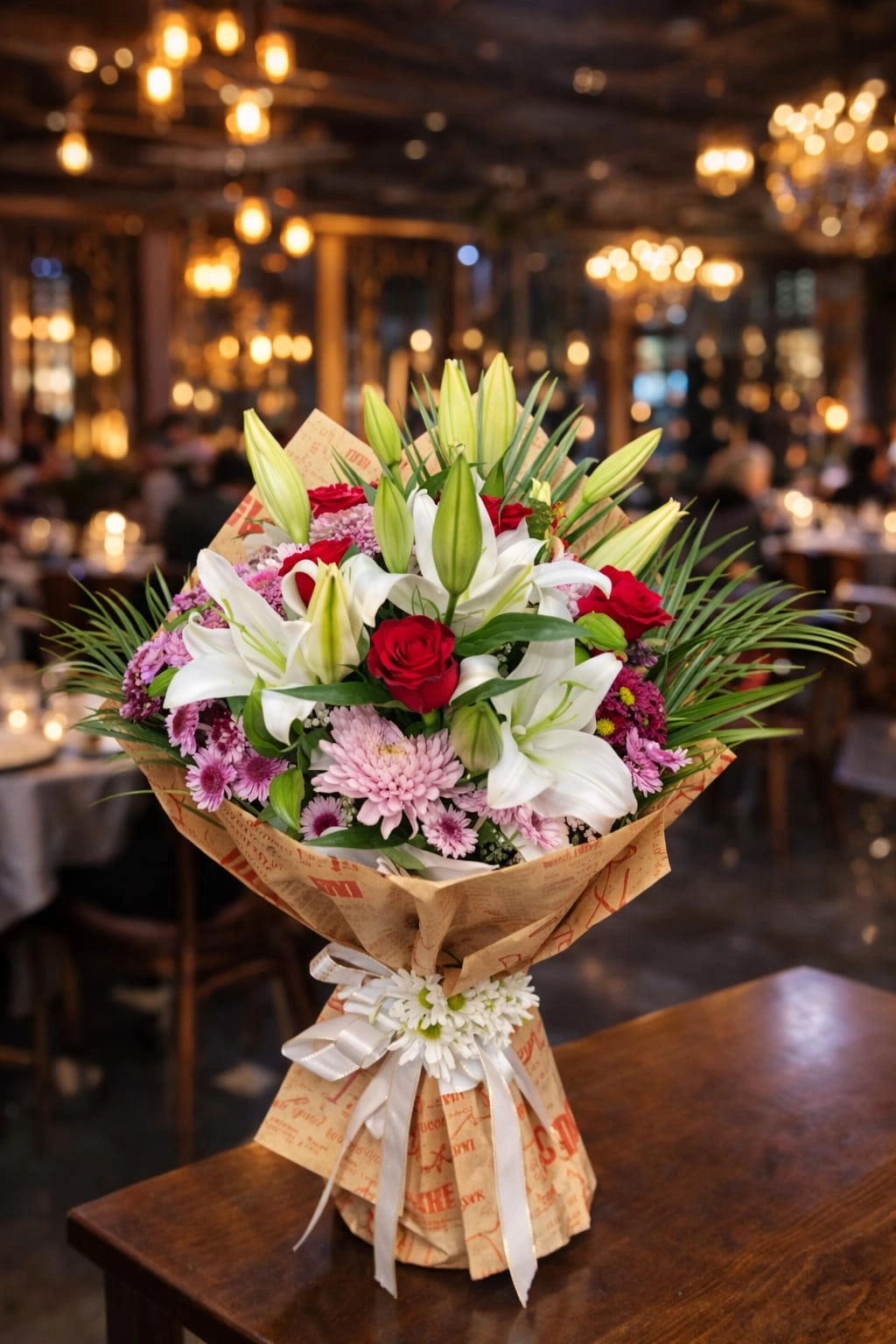 Kazablanka Gül Krizantem Buket 