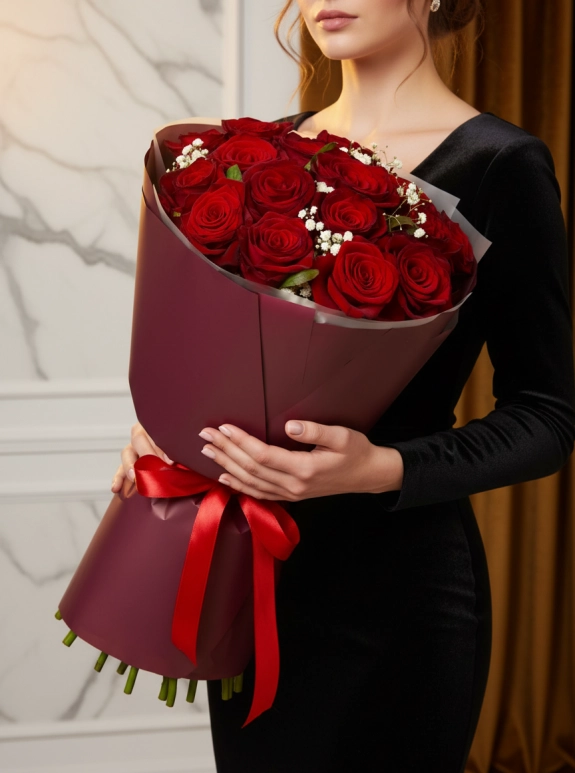 17 Kırmızı Gül Buketi