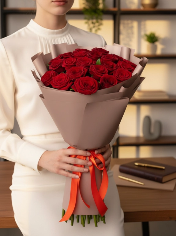 21 Adet Kırmızı Gül Buketi