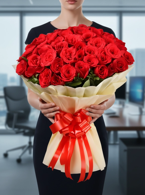 50 Tane Büyük Gül Buketi