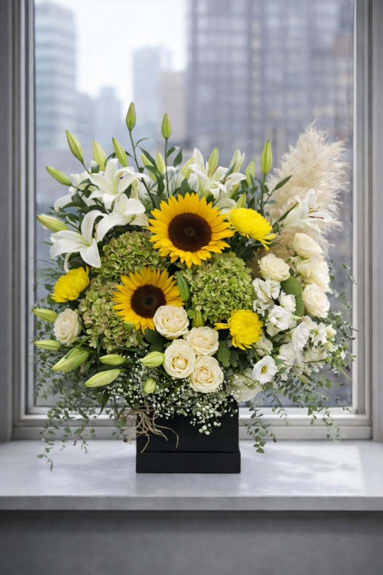 Ayçiçeği Beyaz Tonlar Aranjman