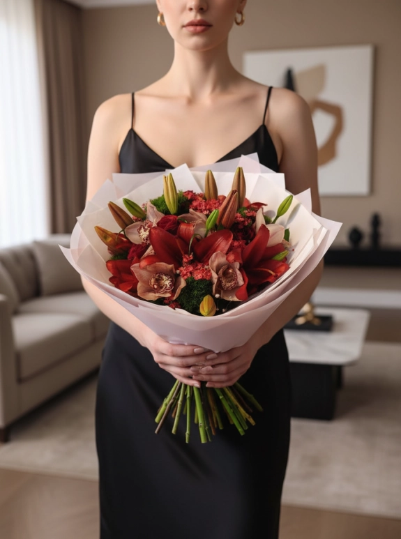 Lilyum ve Orkide Buketi