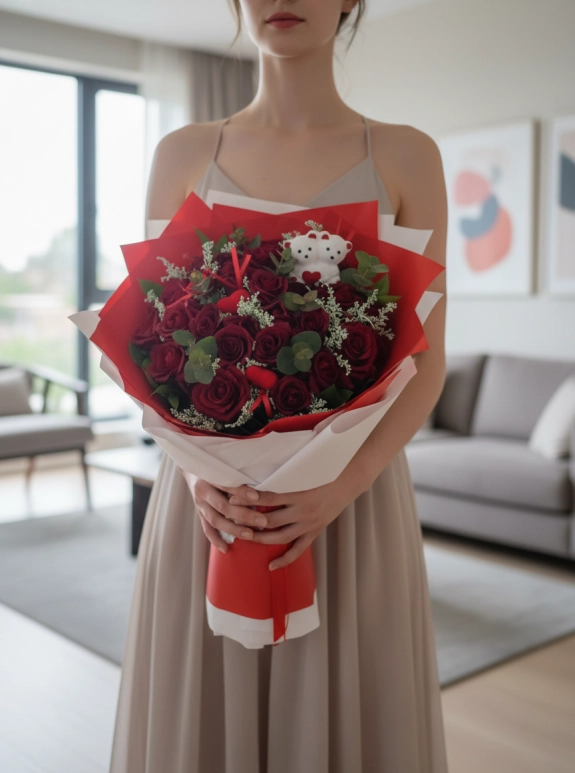 Okaliptus Yaprakları ve Gül Buketi 