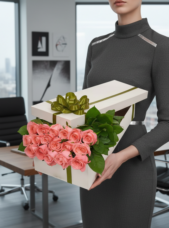 Kutuda 15 Pembe Gül