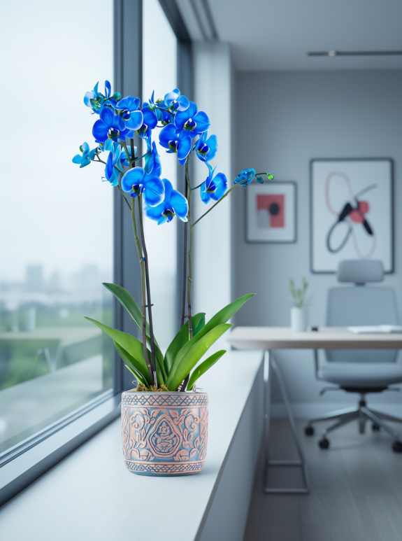 Mavi Çift Dallı Orkide
