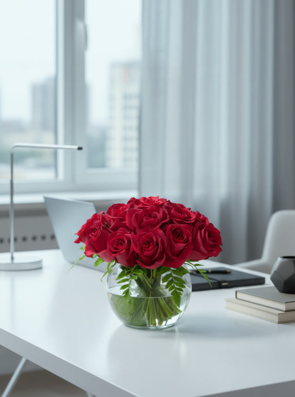 Vazoda Büyük Boy 10 Tane Gül