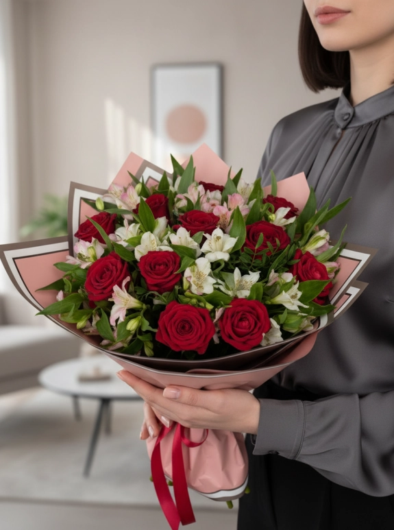 Kırmızı Beyaz Buket 