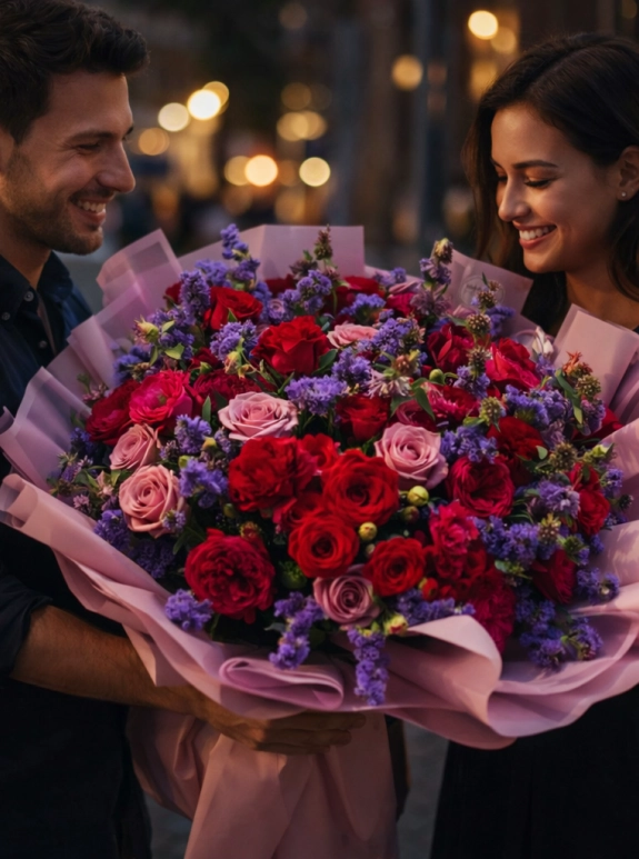 Şakayık Gül Ve Güllerden Buket