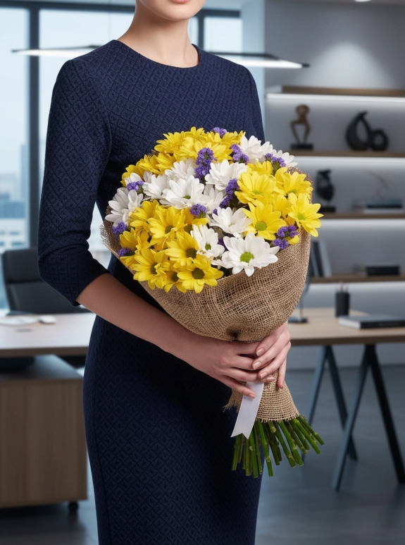 Sarı ve Beyaz Papatya Buketi