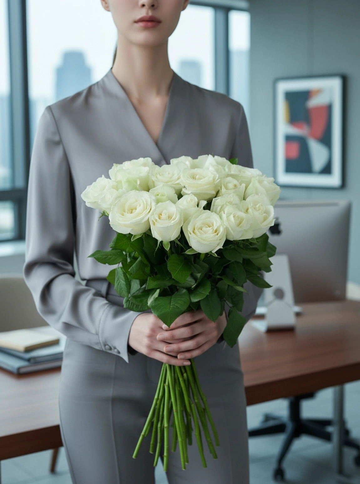 Vazoda 15 Beyaz Gül